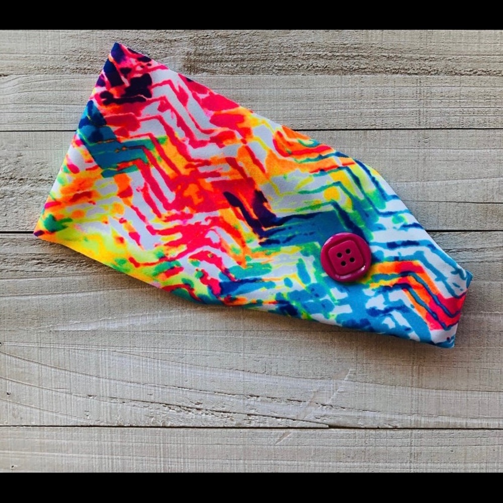 Grateful Tie Dye Button Headband for Masks
